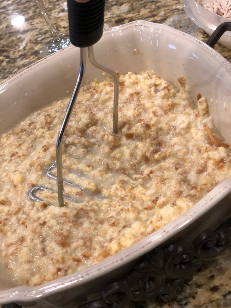 Bread and broth mixture